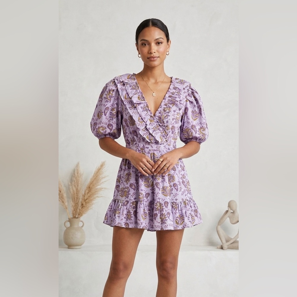 Anthropologie Rahi Cali Amber Paisley Mini Dress boho XS